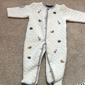 Little me one piece. Cream with animals. Warm thick material